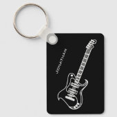 Elektrische Gitaar Modern Minimaal Zwart Gepersona Sleutelhanger (Voorkant)