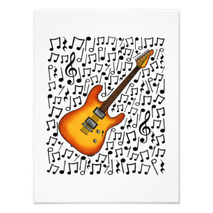 Elektrische gitaar Musical Notes Gitarist Musicus Foto Afdruk