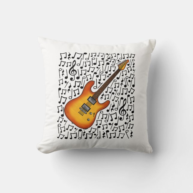 Elektrische gitaar Musical Notes Gitarist Musicus Kussen (Voorkant)