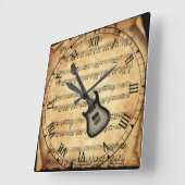 Elektrische gitaar ~ muziekachtergrond ~ vierkante klok (Hoek)