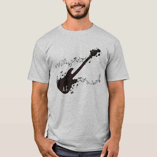 Elektrische gitaar & Muzieknoten - Persoonlijke ca T-shirt (Voorkant)