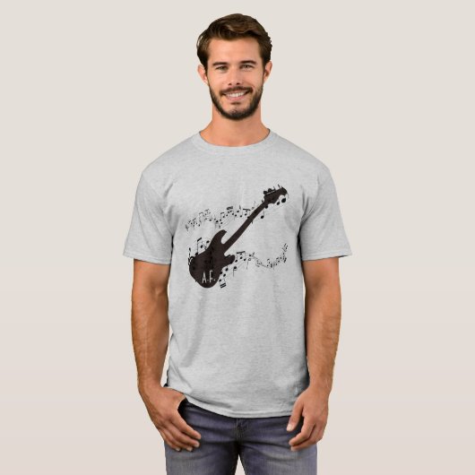 Elektrische gitaar & Muzieknoten - Persoonlijke ca T-shirt (Voorkant volledig)