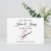 Elektrische gitaar muzikant bruiloft Save the Date (Staand voorkant)