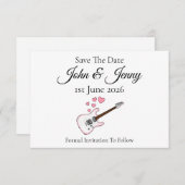 Elektrische gitaar muzikant bruiloft Save the Date (Voorkant / Achterkant)