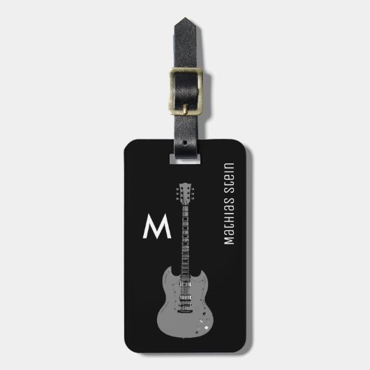 Elektrische gitaar, muzikant reiziger bagagelabel (Voorkant verticaal)