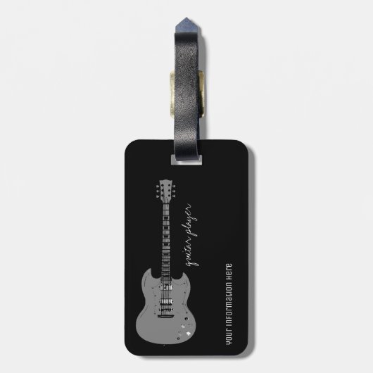 Elektrische gitaar, muzikant reiziger bagagelabel (Achterkant verticaal)