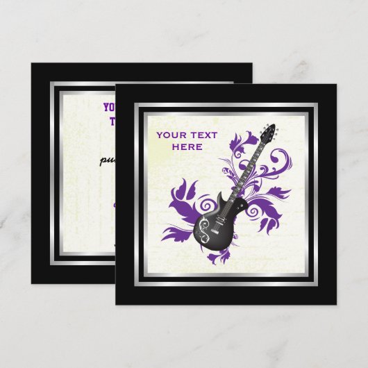 Elektrische gitaar op paarse bladeren op maat prod kaart (Voorkant / Achterkant)