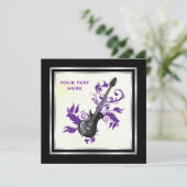 Elektrische gitaar op paarse bladeren op maat prod kaart (Staand voorkant)