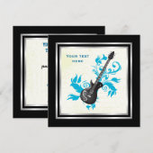 Elektrische gitaar op turkooisbladeren, aangepast  kaart (Voorkant / Achterkant)