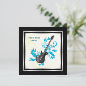 Elektrische gitaar op turkooisbladeren, aangepast  kaart (Staand voorkant)