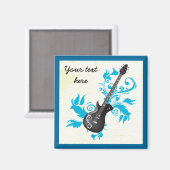 Elektrische gitaar op turkooisbladeren, aangepast magneet (Voorkant / Achterkant)