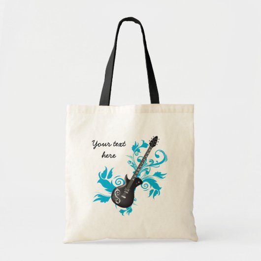 Elektrische gitaar op turkooisbladeren, aangepast  tote bag (Voorkant)