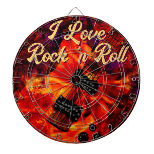 Elektrische gitaar op vuur Red Black Love Rock n R Dartbord