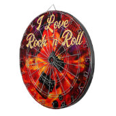 Elektrische gitaar op vuur Red Black Love Rock n R Dartbord (Voorkant Rechts)