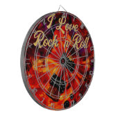 Elektrische gitaar op vuur Red Black Love Rock n R Dartbord (Voorkant Links)