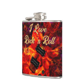 Elektrische gitaar op vuur Red Black Love Rock n R Heupfles (Links)