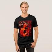Elektrische gitaar op vuur Red Black Love Rock n R Tri-Blend Shirt (Voorkant volledig)