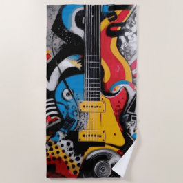 Elektrische Gitaar Pop Art Rockmuziek Straatstijl Strandlaken