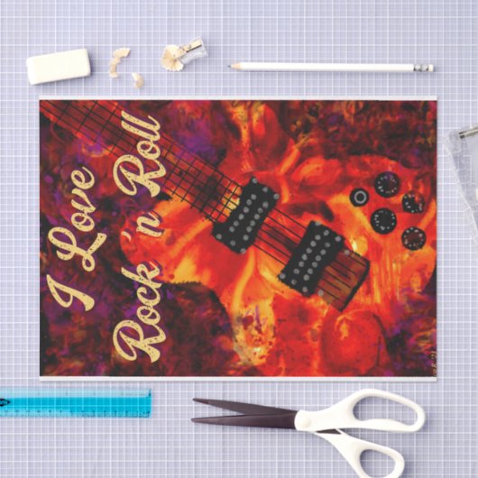 Elektrische Gitaar Red Black Rock n Roll Decoupage Tissuepapier (Craft)