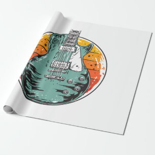 Elektrische Gitaar Retro Zonsondergang Vintage Muz Cadeaupapier