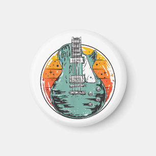 Elektrische Gitaar Retro Zonsondergang Vintage Muz Magneet
