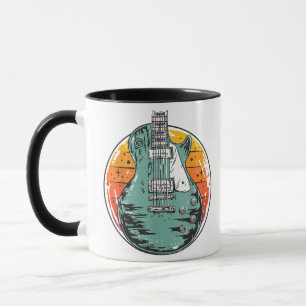 Elektrische Gitaar Retro Zonsondergang Vintage Muz Mok