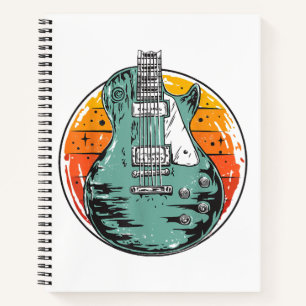 Elektrische Gitaar Retro Zonsondergang Vintage Muz Notitieboek