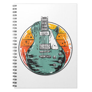Elektrische Gitaar Retro Zonsondergang Vintage Muz Notitieboek