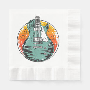 Elektrische Gitaar Retro Zonsondergang Vintage Muz Servet