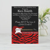 Elektrische Gitaar Rode Verjaardag Uitnodiging #3 (Staand voorkant)