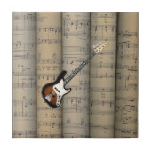 Elektrische gitaar ~ Rollend Sheet Muziek Achtergr Tegeltje (Voorkant)