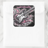 Elektrische Gitaar Roze Zwarte Muziek Art Gitaren Vierkante Sticker (Tas)