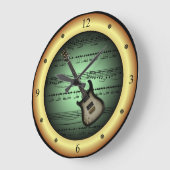 Elektrische gitaar~Sheet Muziek~Groen/Gouden Achte Grote Klok (Hoek)