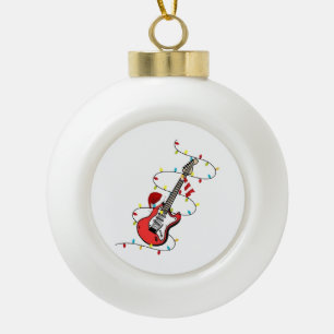 Elektrische Gitaar Sinterklaas Muziek Kerstliefheb Keramische Bal Ornament