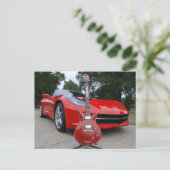 Elektrische gitaar & sportwagen briefkaart (Staand voorkant)