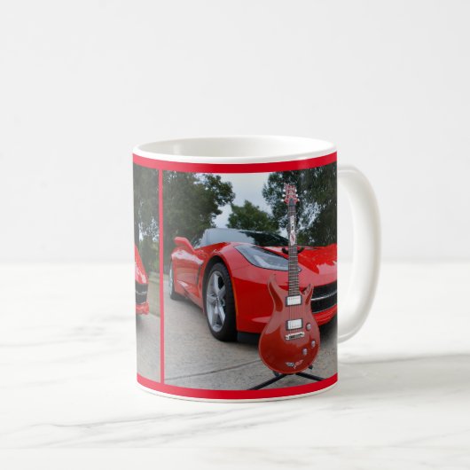Elektrische gitaar & sportwagen koffie Mok (Voorkant rechts)