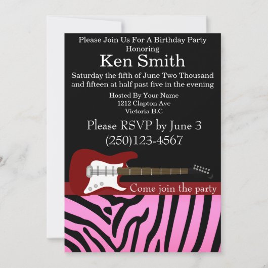 Elektrische gitaar verjaardag uitnodiging #18 (Voorkant)