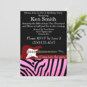 Elektrische gitaar verjaardag uitnodiging #18 (Staand voorkant)