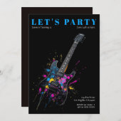 Elektrische gitaar verjaardagsfeestje uitnodiging (Voorkant / Achterkant)