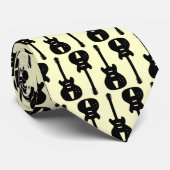 Elektrische gitaar - Zwart op Cream Stropdas (Opgerold)