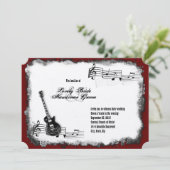 Elektrische Gitaar Zwart Rode Muziek Huwelijksuitn Kaart (Staand voorkant)