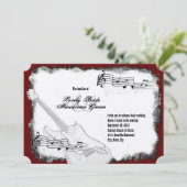 Elektrische Gitaar Zwart Rood Wit Muziek Bruiloft Kaart (Staand voorkant)