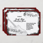 Elektrische Gitaar Zwart Rood Wit Muziek Bruiloft Kaart (Voorkant / Achterkant)