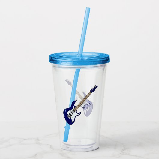 Elektrische gitaarillustratie cartoon acryl drinkbeker (Achterkant)