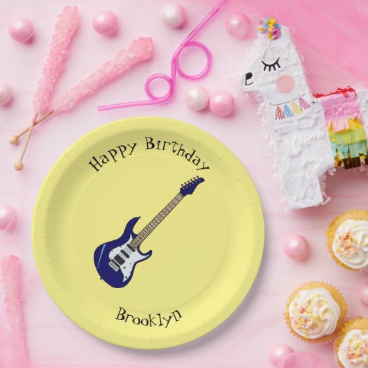 Elektrische gitaarillustratie cartoon papieren bordje (Feest)