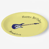 Elektrische gitaarillustratie cartoon papieren bordje (Gekanteld)