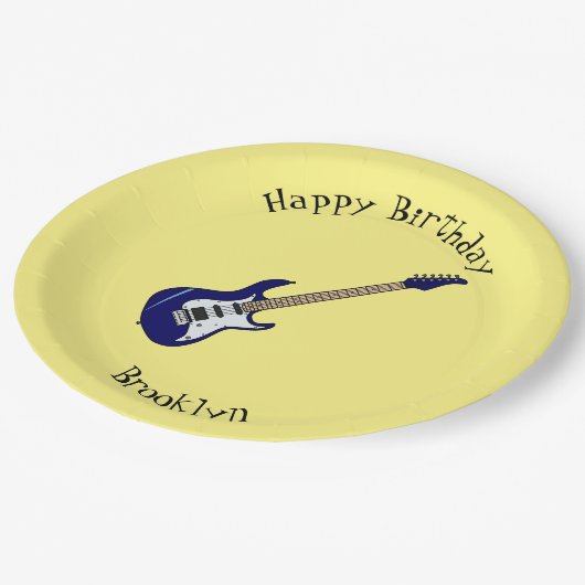 Elektrische gitaarillustratie cartoon papieren bordje (Gekanteld)