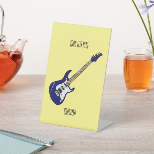 Elektrische gitaarillustratie cartoon reclamebord met voetstuk (Insitu)