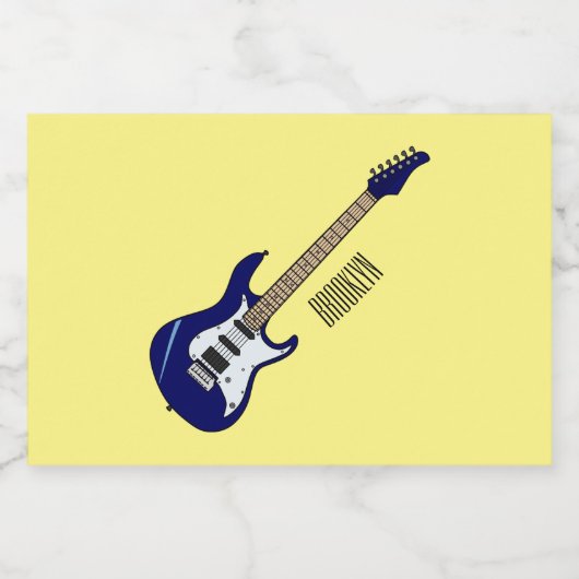 Elektrische gitaarillustratie cartoon voedselcontainer etiket (Enkel label)