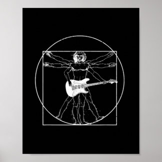 Elektrische gitaarmusicus gift Da Vinci Drawing Poster